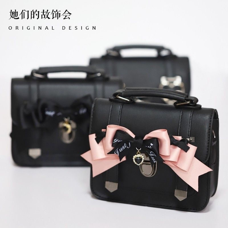 Luxury Bags For Young Women - Buckle Shoulder Bag Lolita Bow Handbags