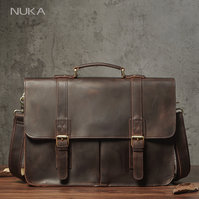 Laptop Bag Leather 15 - NUKA Men's Executive Briefcase Genuine Leather