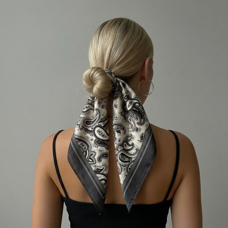 Luxury Bags China - Luxury Satin Square Scarf Paisley Print