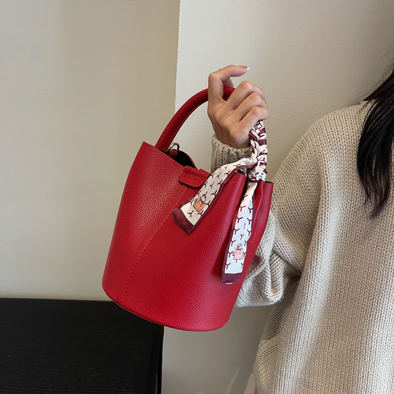 Red PU Bucket Shoulder and Cro - Luxury Bags On Sales ulasan dan harga