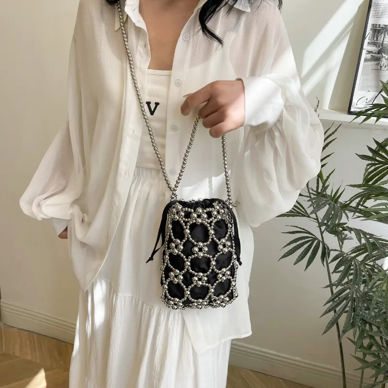 Beading White Bucket Shoulder  - Luxury Bags On Sales ulasan dan harga