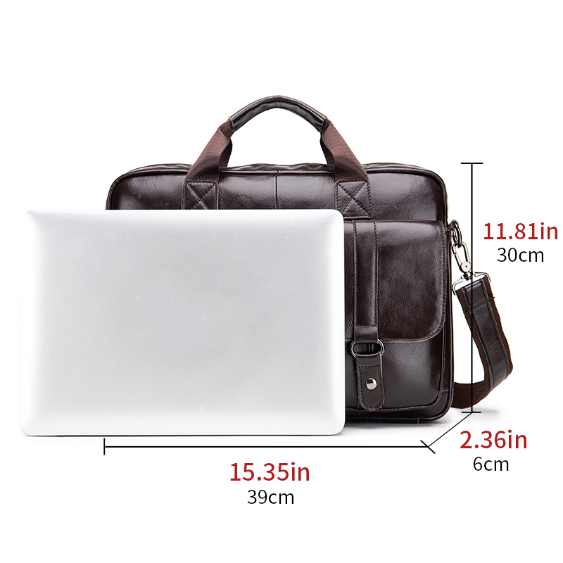 Genuine leather men's briefcas - Laptop Bag Leather 15 ulasan dan harga