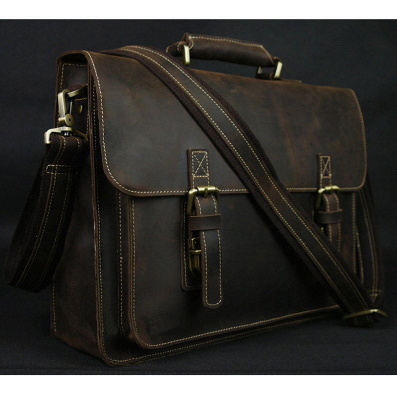 Vintage Crazy Horse Genuine Le - Laptop Bag Leather 15 ulasan dan harga