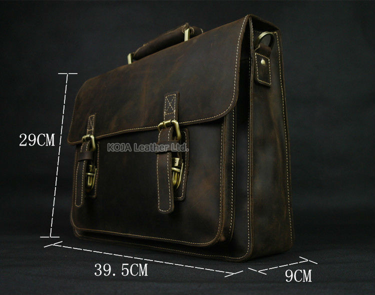 Vintage Crazy Horse Genuine Le - Laptop Bag Leather 15 ulasan dan harga