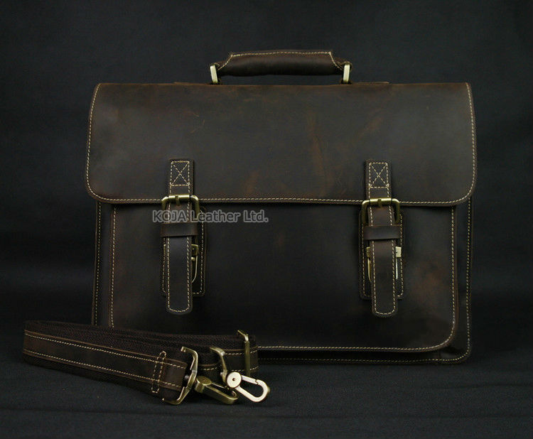 Vintage Crazy Horse Genuine Le - Laptop Bag Leather 15 ulasan dan harga