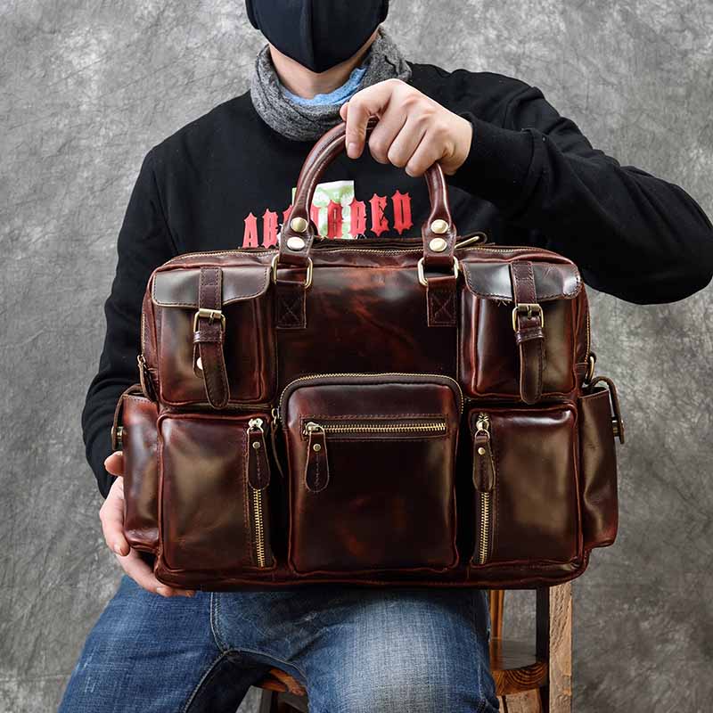 Men's genuine leather briefcas - Laptop Bag Leather 15 ulasan dan harga
