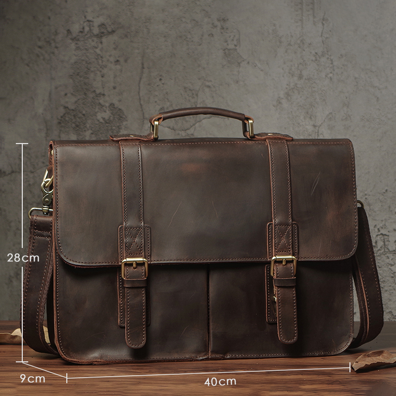 NUKA Men's Executive Briefcase - Laptop Bag Leather 15 ulasan dan harga