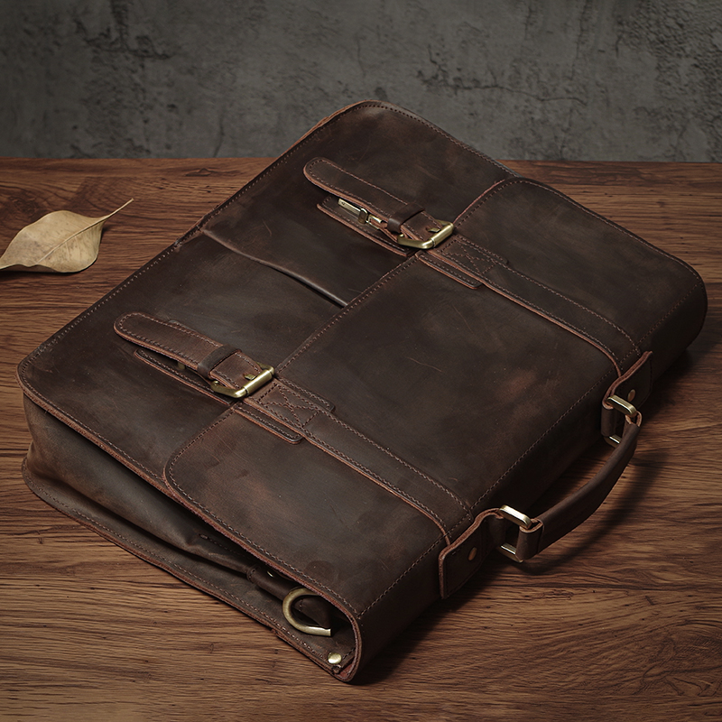 NUKA Men's Executive Briefcase - Laptop Bag Leather 15 ulasan dan harga
