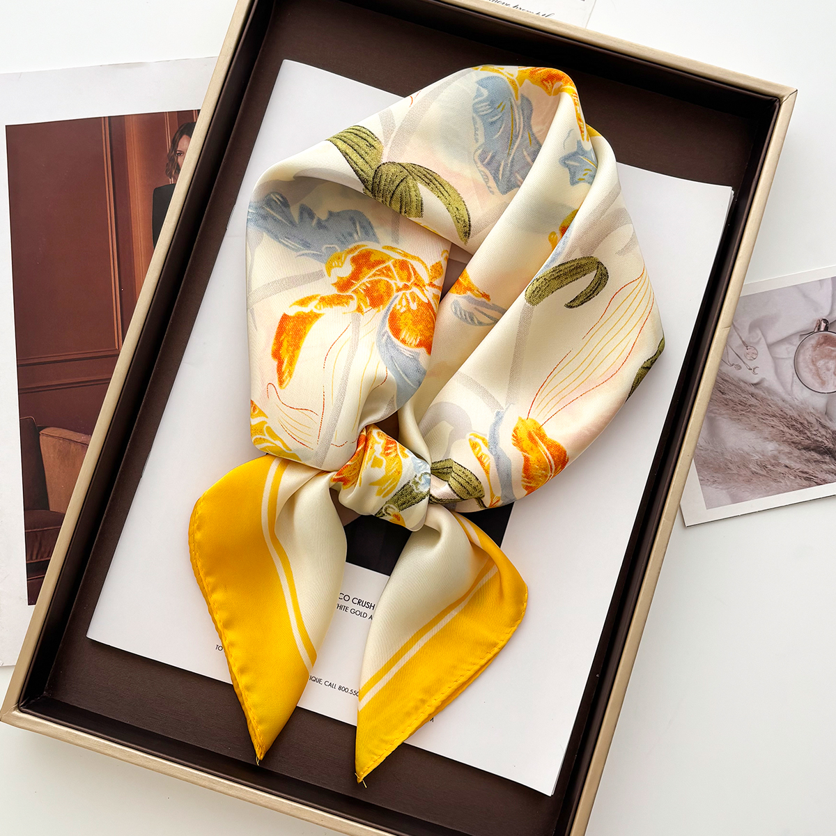 Luxury Silk Square Scarves For - Luxury Bags Yellow ulasan dan harga