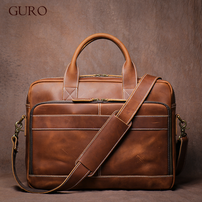 GURO Men's Top Cowhide Executi - Luxury Bags That Fit Laptop ulasan dan harga